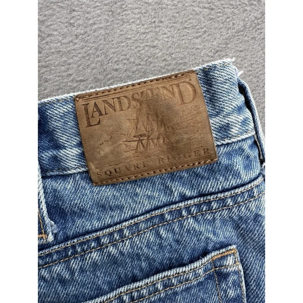 VTG 90s Lands' End Square Rigger Plaid Flannel Lined Jeans Denim Mens 36x31.5